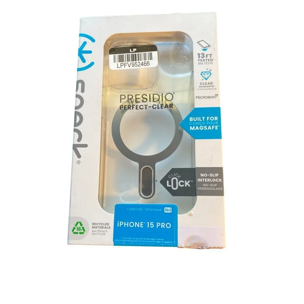 Speck Presidio Perfect-Clear Case For iPhone 15 Pro 13FT Drop Tested Magsafe C